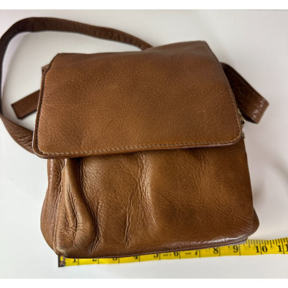 Hobo International Brown Leather Fold Over Flap Shoulder Bag Crossbody Purse - Picture 11 of 16